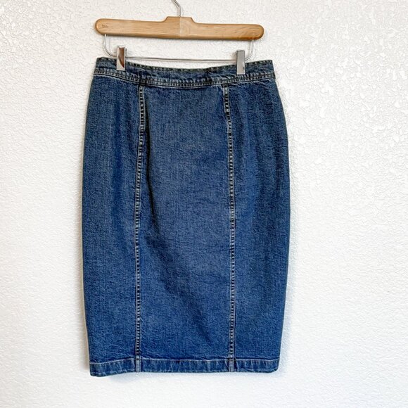 Madewell Denim Button-Front Midi Skirt Size 28 Polished Casual Modern Heritage - Picture 2 of 7